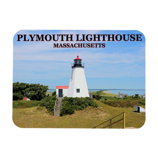 Plymouth Lighthouse, "the Gurnet" Massachusetts Magnet (Horizontal)