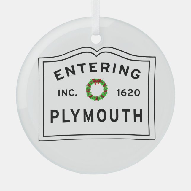 Plymouth, MA Holiday Wreath Ceramic Ornament (Front)