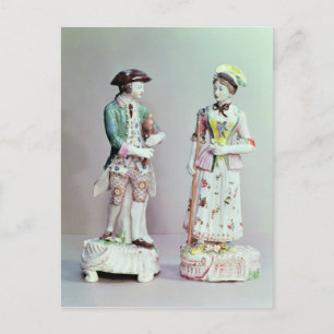 Plymouth porcelain shepherd and shepherdess postcard