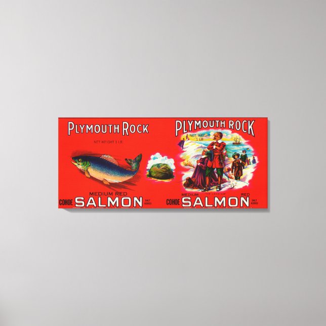 Plymouth Rock Brand Salmon Label Canvas Print (Front)