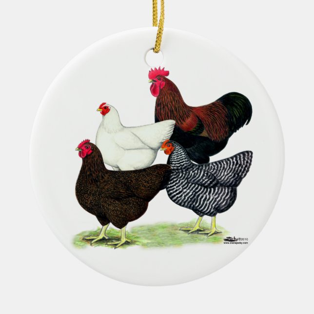 Plymouth Rock Quartet Ceramic Tree Decoration (Front)