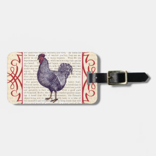 Plymouth Rock Rooster Vintage Poultry Farm Luggage Tag