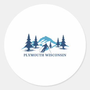 Plymouth Wisconsin Ski Resort Skiing Skier _1 Classic Round Sticker