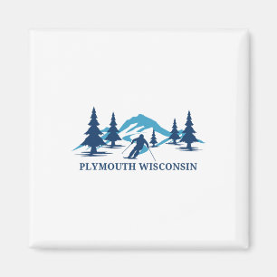 Plymouth Wisconsin Ski Resort Skiing Skier Magnet
