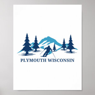 Plymouth Wisconsin Ski Resort Skiing Skier  Poster