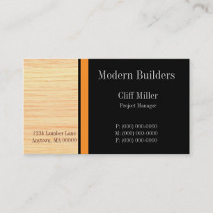 Plywood Construction Business Card, Orange Business Card