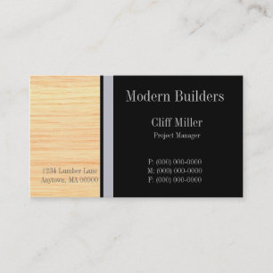 Plywood Construction Business Card, Silver Card