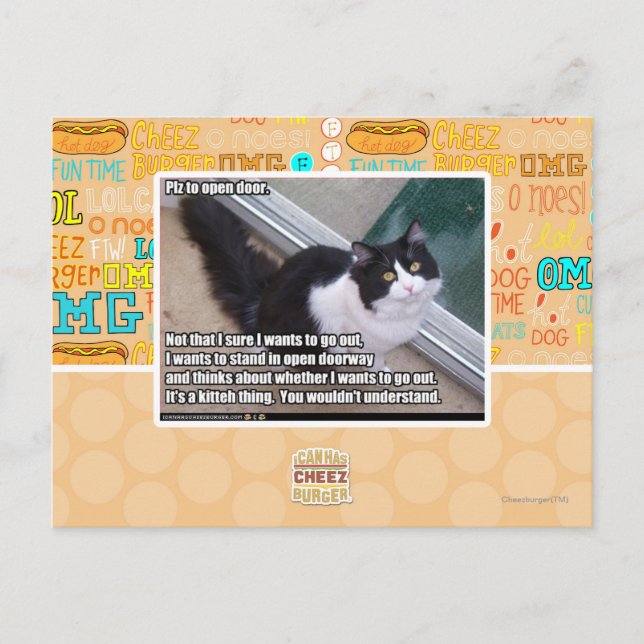 Plz to open door postcard (Front)