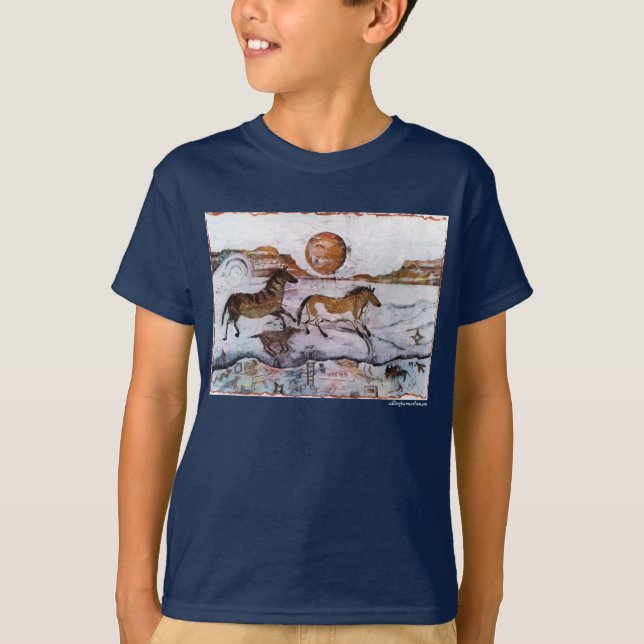 PMACarlsonHorse Petroglyph Kid's t shirt (Front)
