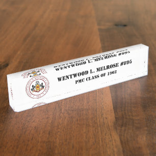 PMC DESK NAMEPLATE w/Classic PMC Seal (BLK TEXT)