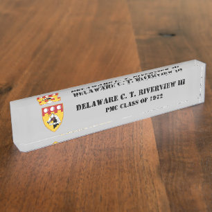 PMC DESK NAMEPLATE w/PMC Seal (BLK TEXT)