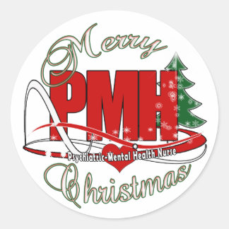 PMH Psychiatric-Mental Health Nurse CHRISTMAS Classic Round Sticker