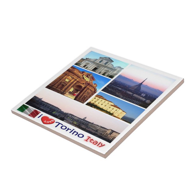 PMT016 TURIN I Love, mosaic, Italy, Tile (Side)