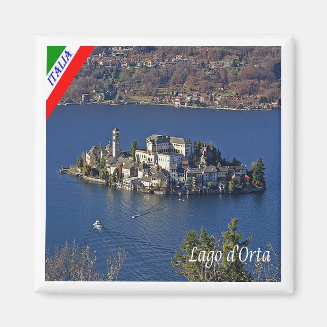 PMT022 LAKE ORTA, Piedmont, Italy, Fridge Magnet (Front)