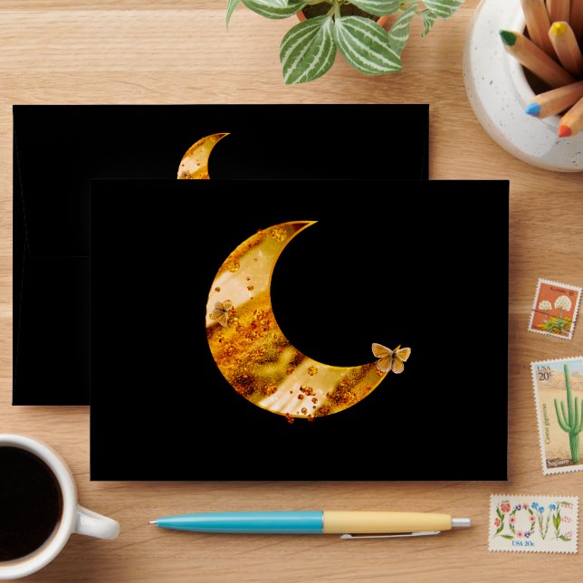 PN 40 Golden Moon with Butterflies Envelope (Desk)