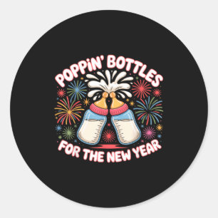 Pn Bottles For The New Year Funny Baby Milk Toast Classic Round Sticker