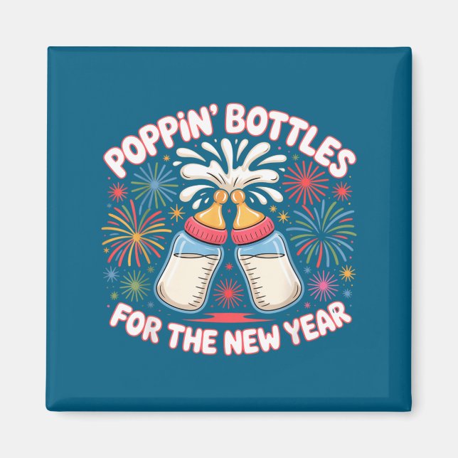 Pn Bottles For The New Year Funny Baby Milk Toast  Magnet (Front)