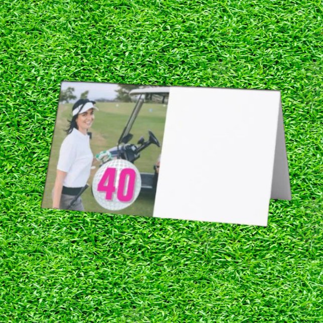 PNK LADY Golf Party Plans Folded Place Card (Tee off in style with PiNK LADY flair!)