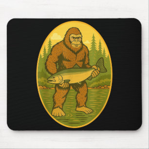 Pnw Steelhead Sasquatch Fishing Big Foot Salmon Fi Mouse Pad