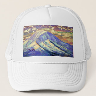 PNW White Trucker Hat- Mount Rainier Hat