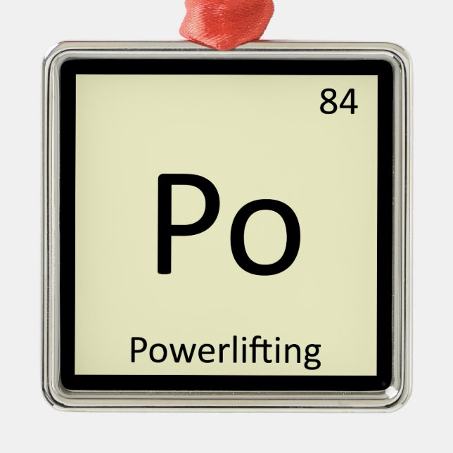 Po - Powerlifting Sports Chemistry Periodic Table Metal Tree Decoration (Front)