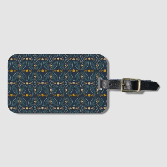 Poblano Hand made Tiles Pattern navy Luggage Tag (Front Horizontal)