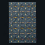 Poblanos Abstract Modern Leaves Pattern navy Tea Towel<br><div class="desc">Decorate your kitchen with this cool towel. Makes a great housewarming or wedding gift! Check my shop for more matching items and other colours too. 
You can customise it and add text too.
Check my shop for lots more colours and patterns!</div>