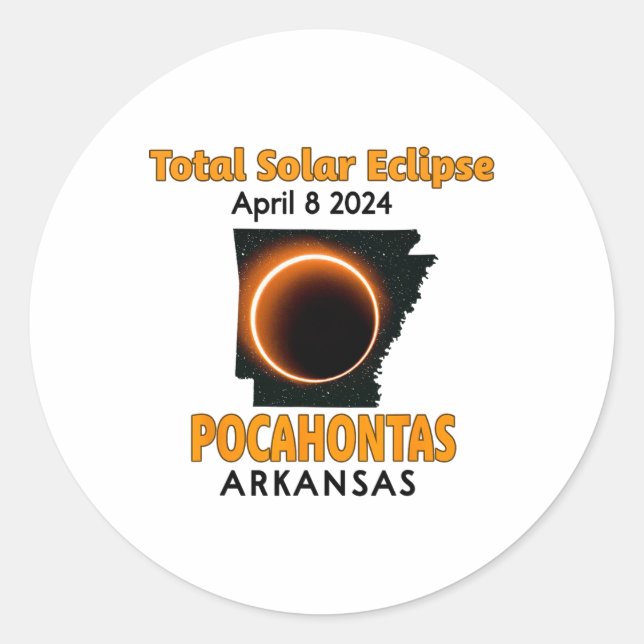 Pocahontas Arkansas Total Solar Eclipse 2024  Classic Round Sticker (Front)