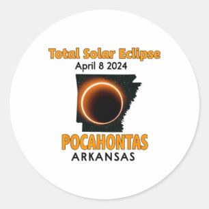Pocahontas Arkansas Total Solar Eclipse 2024 Classic Round Sticker