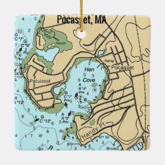 Pocasset MA Nautical Chart Ceramic Ornament