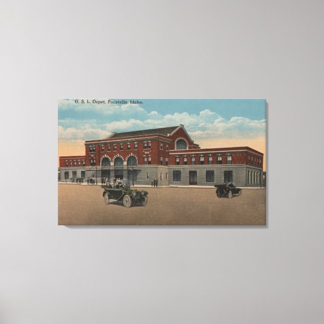 Pocatello, ID - Exterior View of O.S.L. Train Canvas Print (Front)