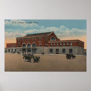 Pocatello, ID - Exterior View of O.S.L. Train Poster