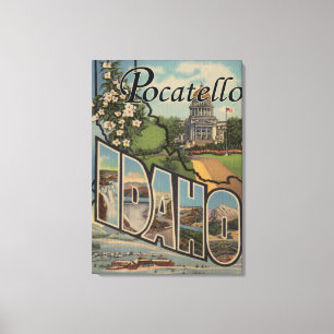 Pocatello, Idaho - Large Letter Scenes Canvas Print