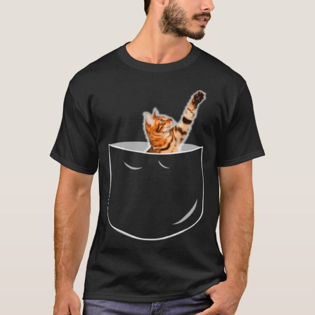 Pocket Bengal Cat T-Shirt (Front)