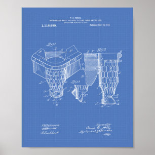 Pocket Billiard 1914 Patent Art - Blueprint Poster