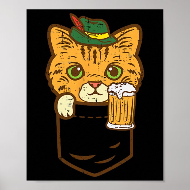 Pocket Cat October Party Hat Bavarian Kitten Germa Poster (Front)