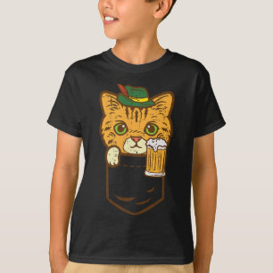 Pocket Cat October Party Hat Bavarian Kitten Germa T-Shirt
