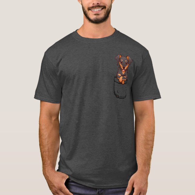 Pocket Cute Dobermann Dog T-Shirt (Front)