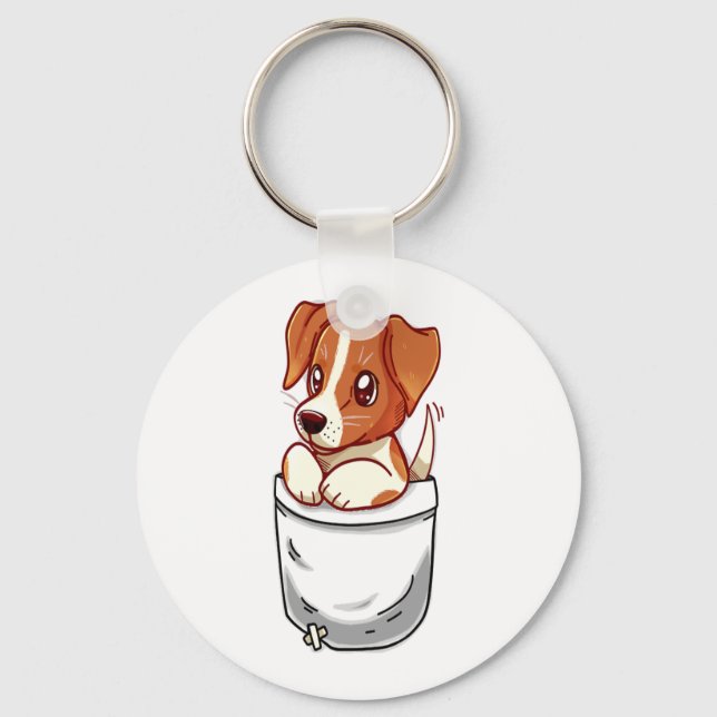 Pocket Cute Jack Russell Terrier  Key Ring (Front)