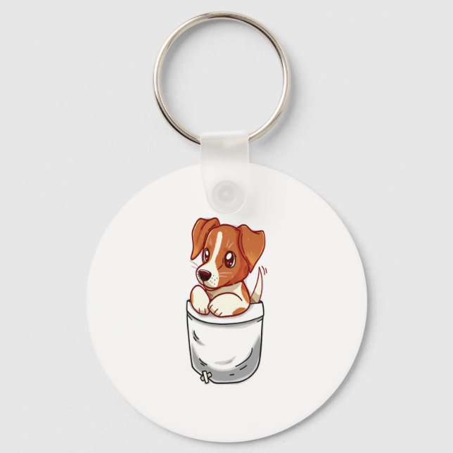 Pocket Cute Jack Russell Terrier  Key Ring (Front)