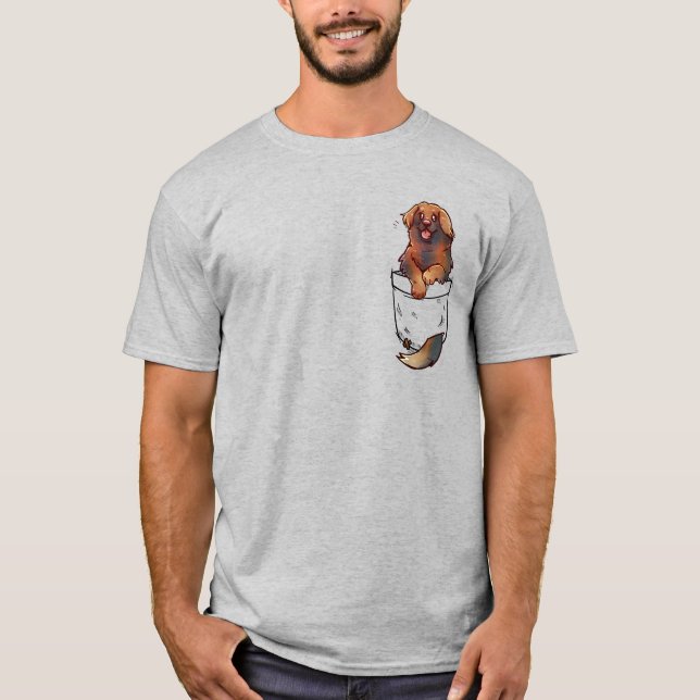 Pocket Cute Leonberger Dog T-Shirt (Front)