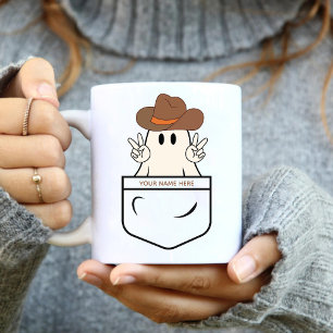 Pocket Cute Little Western Cowgirl Funny Boo Ghost Coffee Mug