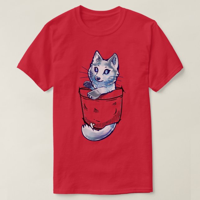 Pocket Cute Marble Fox  T-Shirt (Design Front)