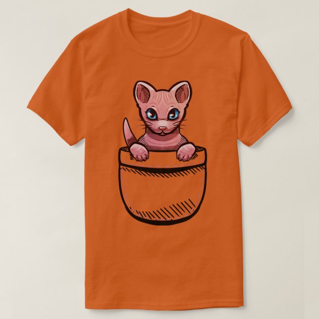 Pocket Cute Sphynx Cat  T-Shirt (Design Front)