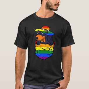 Pocket Dachshund Lgbt Q Doxie Dog Gay Pride Rainbo T-Shirt
