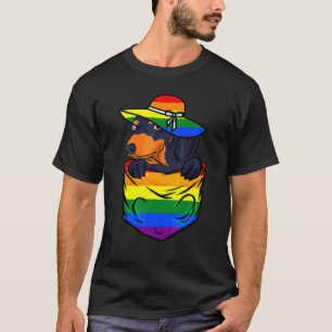 Pocket Dachshund Lgbt Q Doxie Dog Gay Pride Rainbo T-Shirt