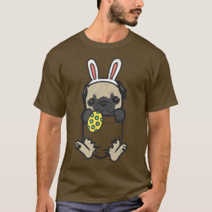 Pocket Easter Pug Feet Bunny Dog Lover Owner Men W T-Shirt