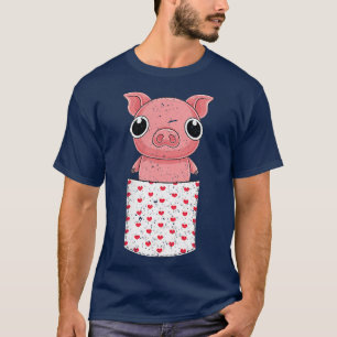 Pocket Farm Animal Piglet Lover Farmer Cute Pig  T-Shirt