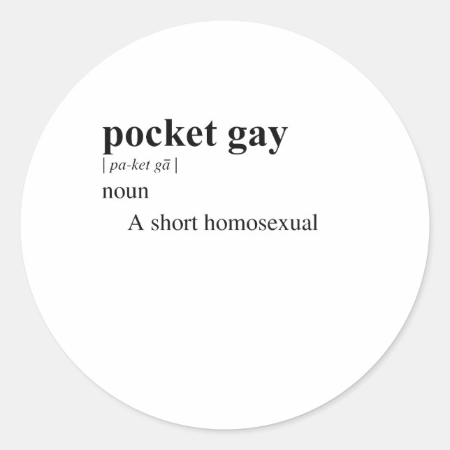 POCKET GAY CLASSIC ROUND STICKER (Front)