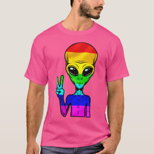 Pocket Gaylien Gay Alien Pride Lbgt Rainbow Ufo Fl T-Shirt
